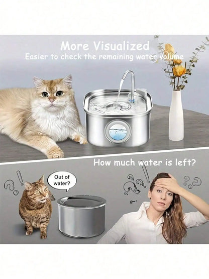 108.2oz Stainless Steel Quiet Cat Dog Water Fountain USB-Powered