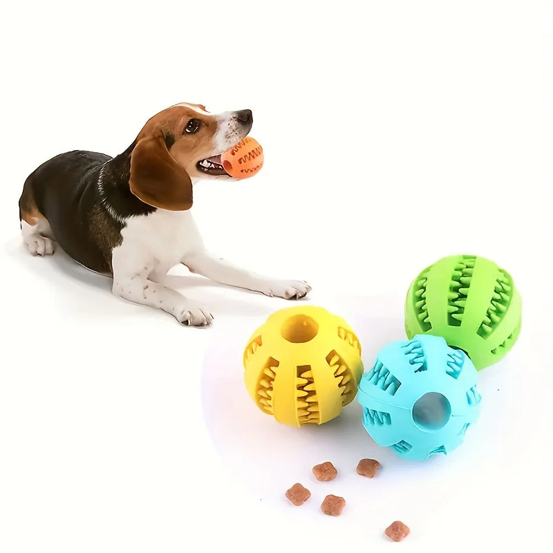 2Pc Interactive Dog Chew Toys Treat Dispenser Dental Cleaning Balls