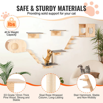 Wall Mounted Cat Shelves and Perches with Jumping Boards
