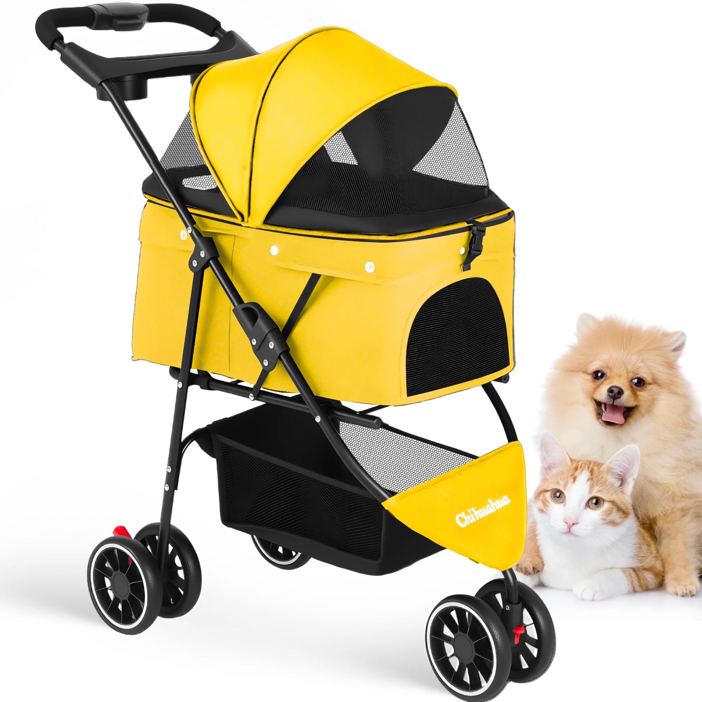 Pet Stroller For Small Puppy Dogs & Cats Travel Portable, Foldable
