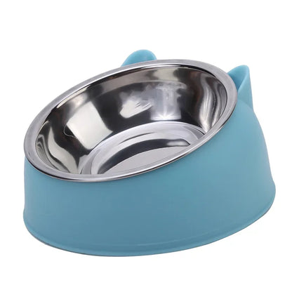 Tilted Stainless Cat Bowls with Non-slip Base