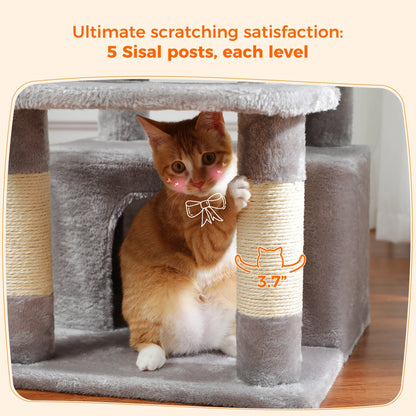 Large Cat Towers 3 Sizes for Indoor Cats With Sisal-Covered Scratching Posts Spacious Hammock, Padded Perches, and Condos