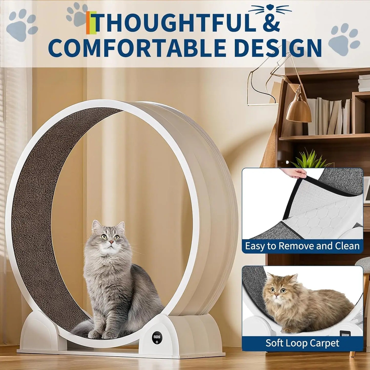 Cat Exercise Wheel for Indoor Cats, ABS, Quiet with Pedometer