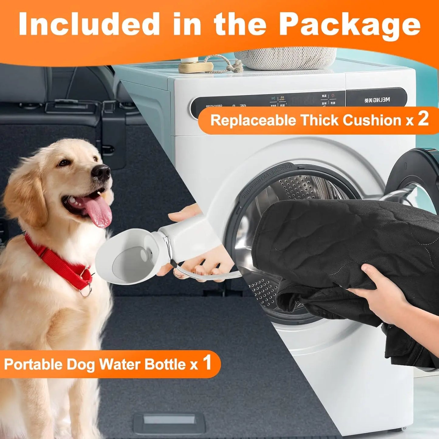 Waterproof Pet Travel, Foldable Rear Seat Protector