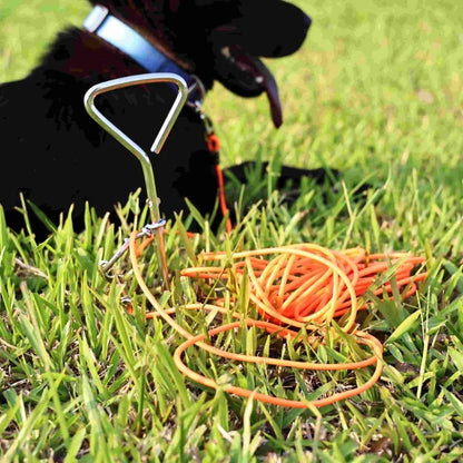 30FT Heavy Duty Dog Tie Out Cable with Ground Stake Outdoor for Large Dogs