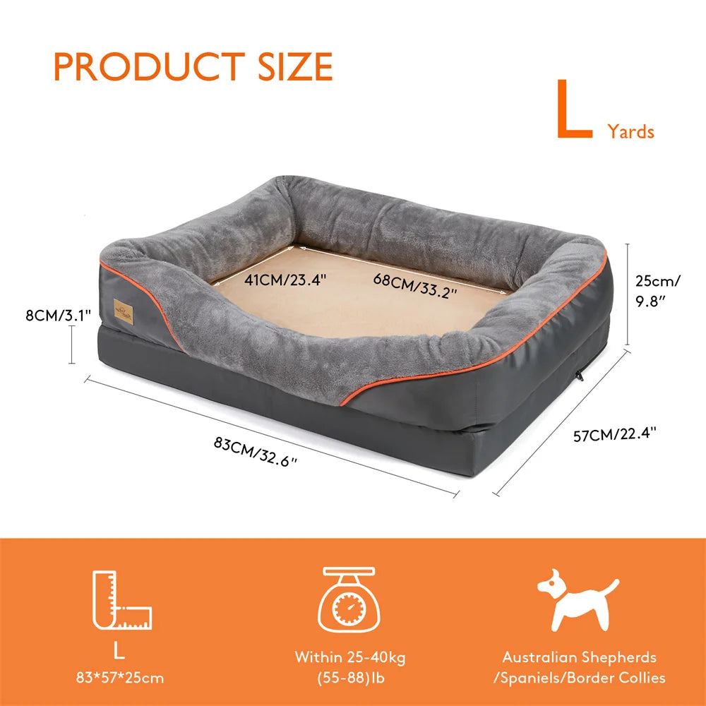 Jumbo Large Orthopedic Dog Bed Memory Foam, Bolster Couch Removable Cover