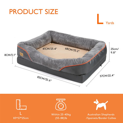 Jumbo Large Orthopedic Dog Bed Memory Foam, Bolster Couch Removable Cover