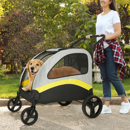 Heavy Duty Dog Stroller, Foldable Carrier, Double Door Jogger Cart for Large Dogs Outdoor Walking Exercise 30 Inch