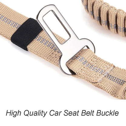 Reflective Shock Absorbing Pet Leash with Car Seatbelt
