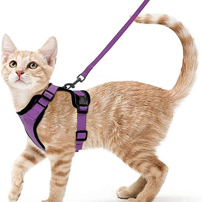 Escape Proof Cat Harness and Leash Set, Soft Adjustable Vest for Walking