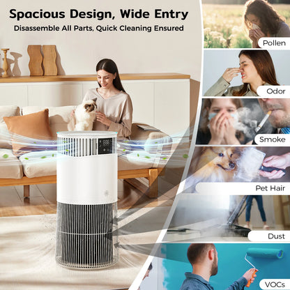 P2 Air Purifier for Pet Allergy Sufferers 843 m³/h Pet Hair Removal 450 CADR 99% Odor Neutralization H13 Filter