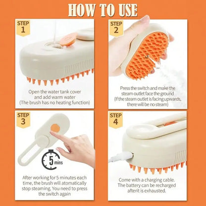 3-In-1 Pet Steam Brush