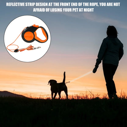 26' Retractable Dog Lead Heavy Duty with Strong Reflective Tape Non-Slip Handle for Small Medium Large Dogs