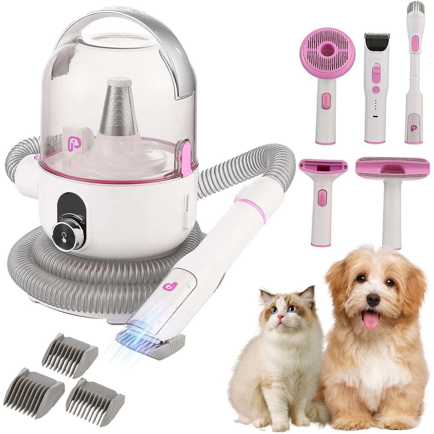Pet Grooming Kit with 2L Vacuum Suction 99% Pet Hair, Professional Quiet Dog Grooming Vacuum Kit with 5 Grooming Tools