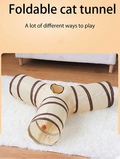 1PC Foldable Cat Tunnel - Detachable Play & Sleep Toy for Cats