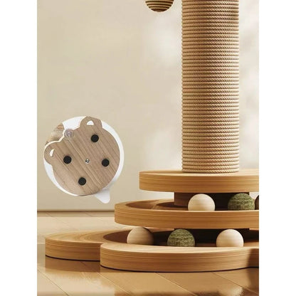 Cat Turntable with Sisal Scratching Post Balls and Stick