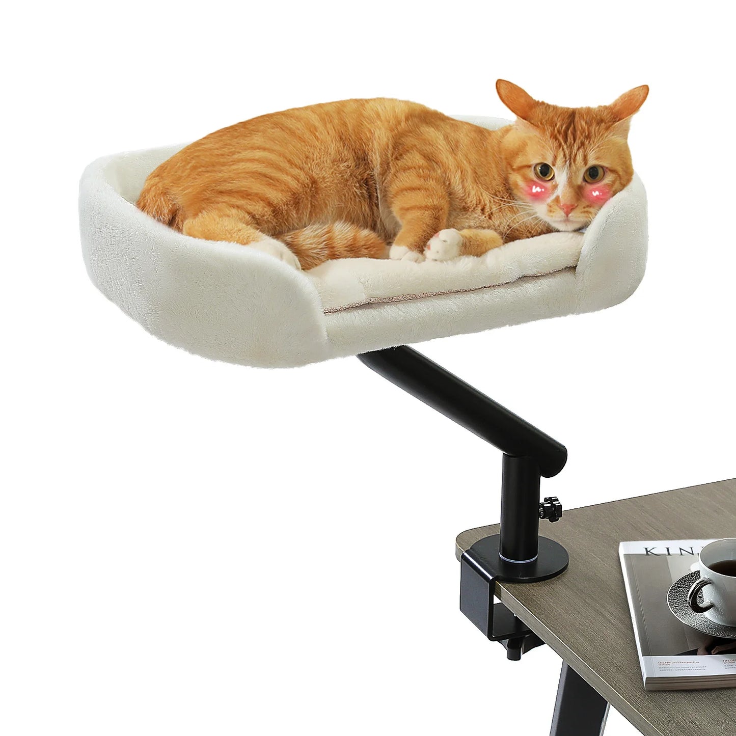 Cat Desk Bed, 360° Rotatable Cat Bed Stand for Indoor Cats