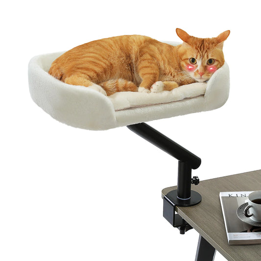 Cat Desk Bed, 360° Rotatable Cat Bed Stand for Indoor Cats