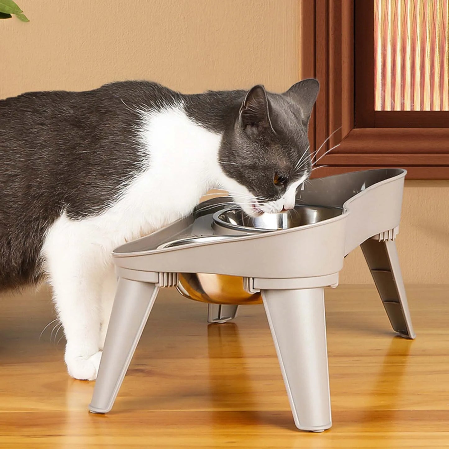 Raised Stand Elevated Dog Feeder Non-Slip and No Spill Design, Suitable for Improve Posture and Comfort