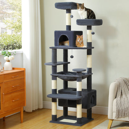 Large Cat Towers 3 Sizes for Indoor Cats With Sisal-Covered Scratching Posts Spacious Hammock, Padded Perches, and Condos