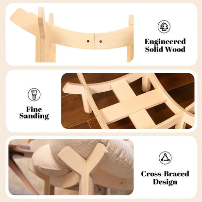 Elevated Cat Bed Engineered Wood with Cushion Fluffy Pet Couch Sofa for Indoor Lounge Chair