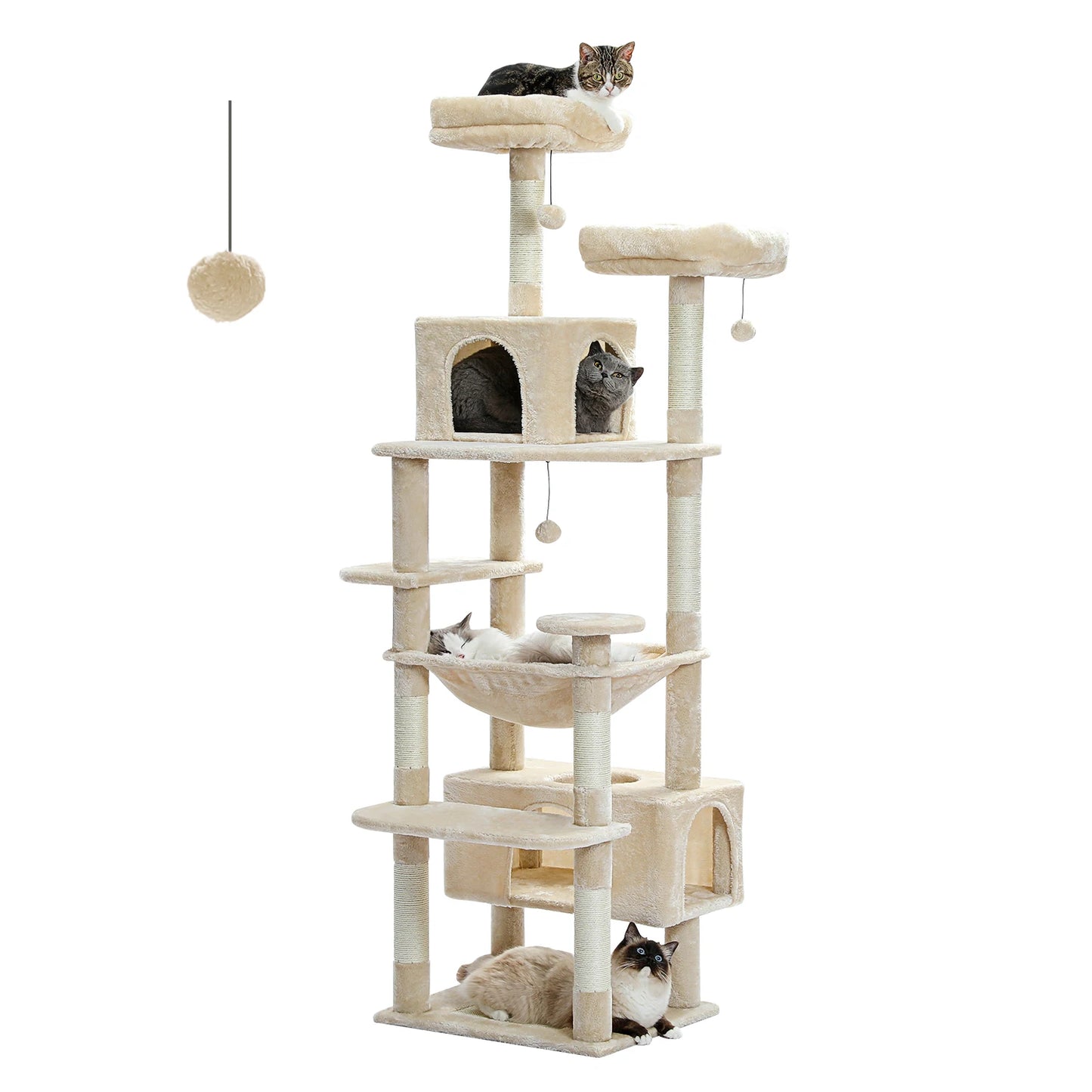 Large Cat Towers 3 Sizes for Indoor Cats With Sisal-Covered Scratching Posts Spacious Hammock, Padded Perches, and Condos