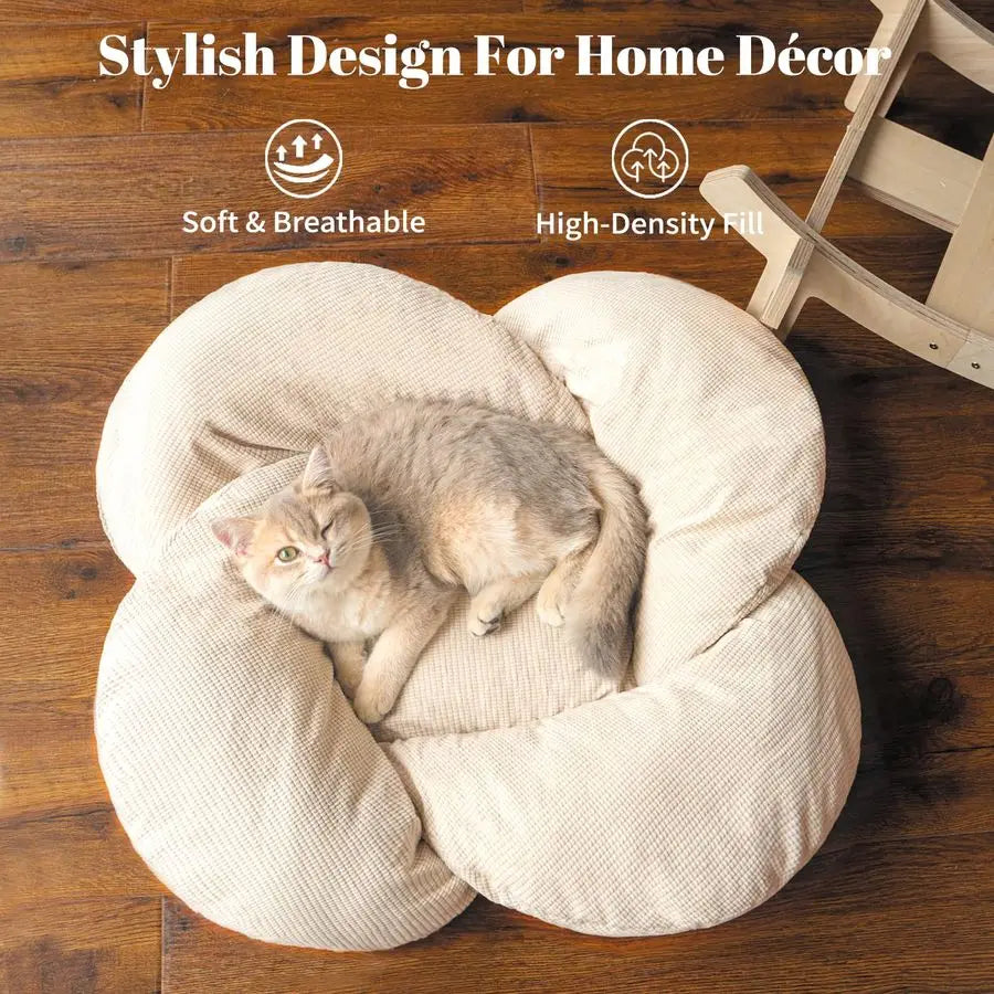 Elevated Cat Bed Engineered Wood with Cushion Fluffy Pet Couch Sofa for Indoor Lounge Chair