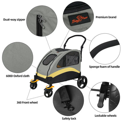 Heavy Duty Dog Stroller, Foldable Carrier, Double Door Jogger Cart for Large Dogs Outdoor Walking Exercise 30 Inch