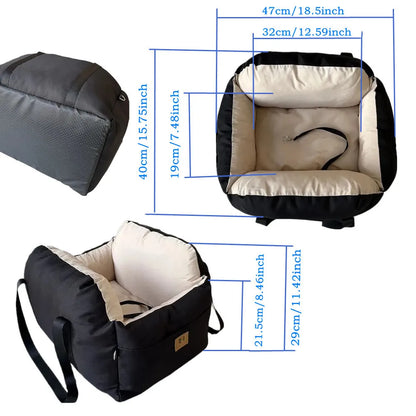 Dog Car Seat with Safety Belt, Booster Seat with Washable Cushion