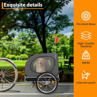 Steel Dog Bike Trailer with Universal Bicycle Coupler Folding Carrier Max 40kg Water Resistant