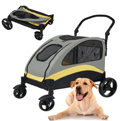 Heavy Duty Dog Stroller, Foldable Carrier, Double Door Jogger Cart for Large Dogs Outdoor Walking Exercise 30 Inch