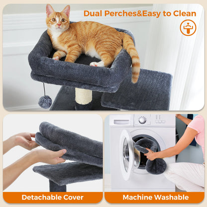 Large Cat Towers 3 Sizes for Indoor Cats With Sisal-Covered Scratching Posts Spacious Hammock, Padded Perches, and Condos