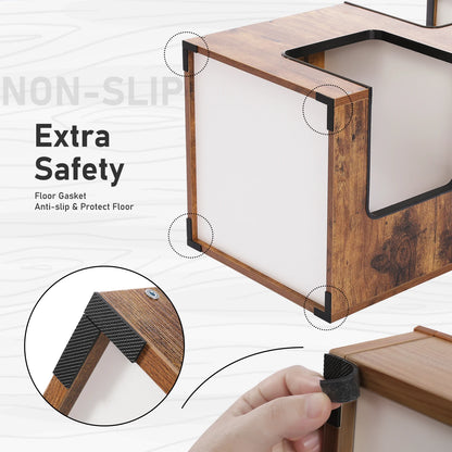 Wood Cat Condo Nightstand with Removable Soft Mats with Scratching Pad