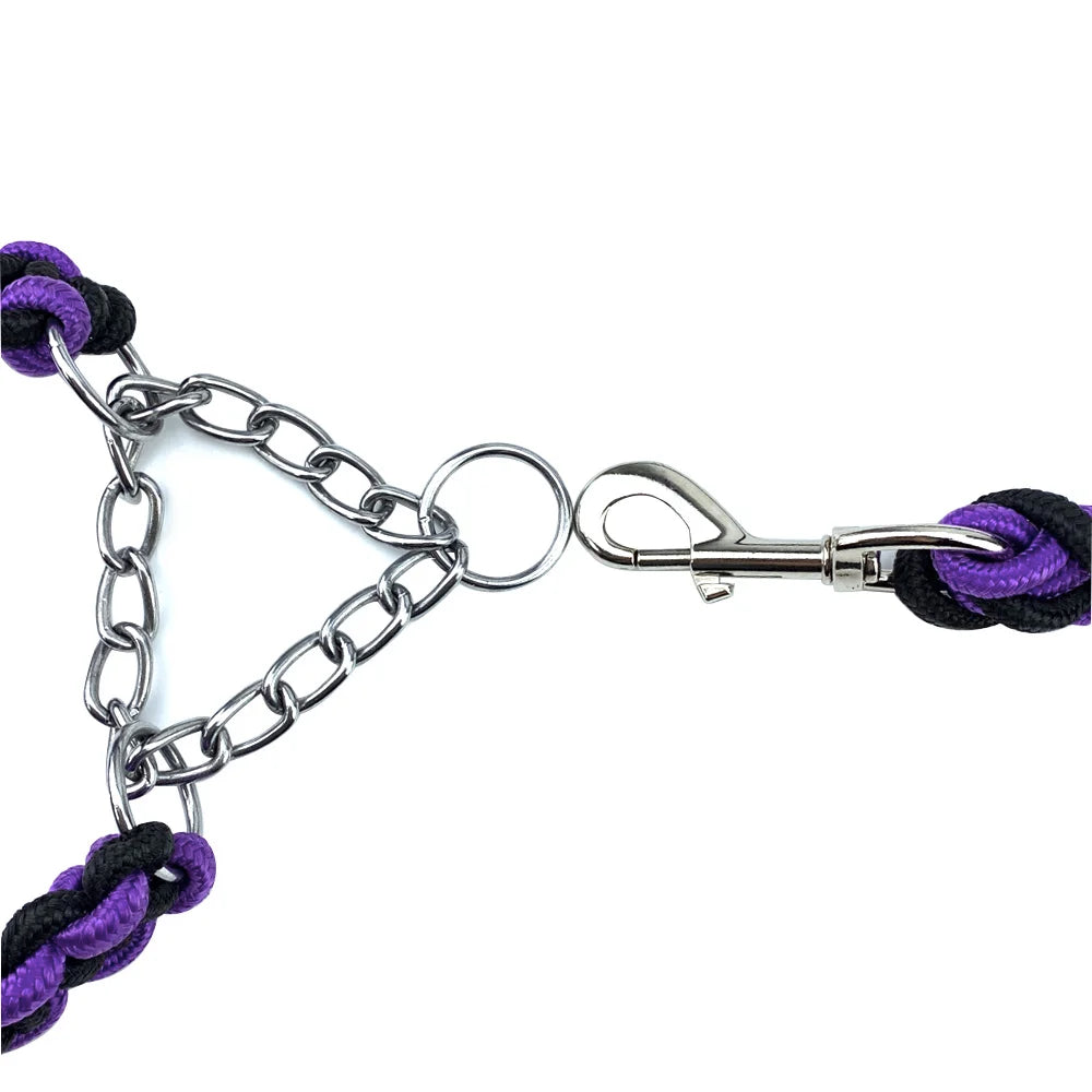 Nylon Braided Dog Collar And Leash Set Traction Rope For Small Medium Large Dog