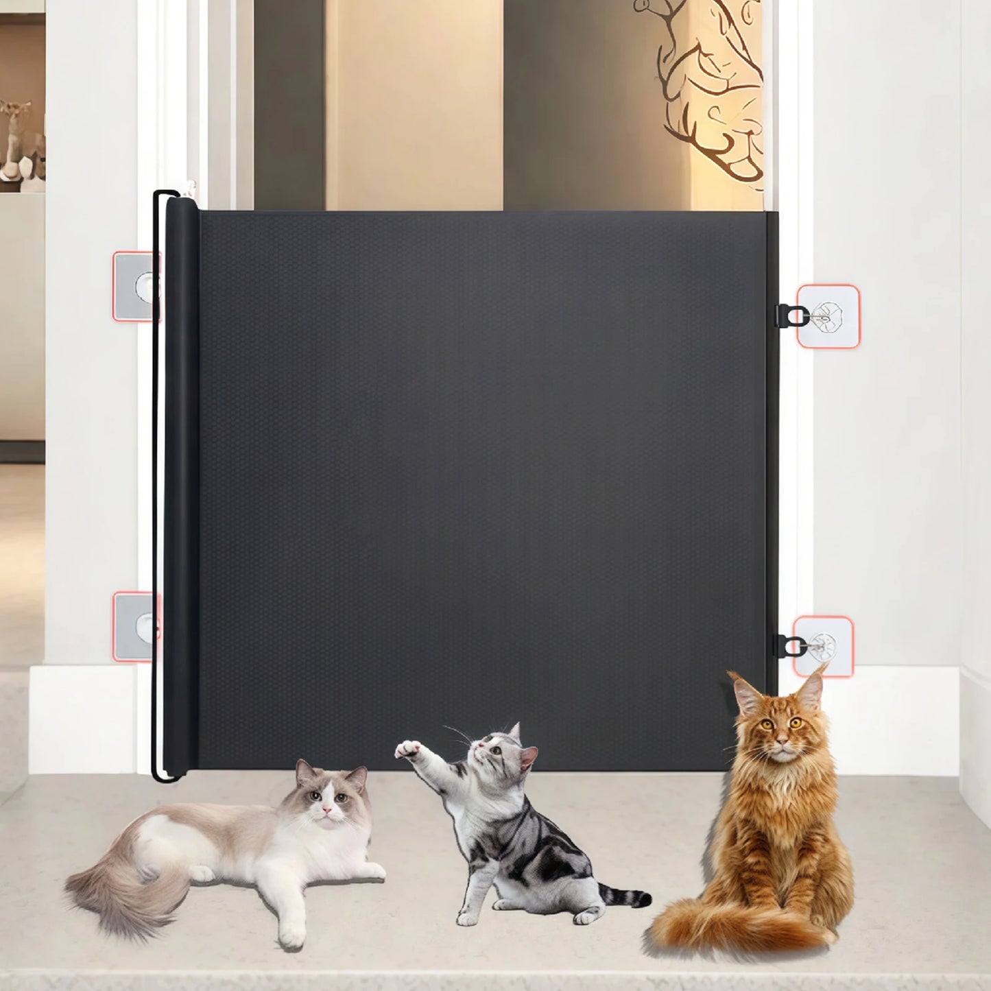 Automatic Retractable Cat Gate Particularly Convenient Training Tool Safety Enclosure Suitable for Puppies