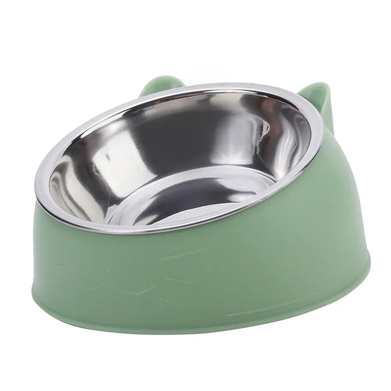 Tilted Stainless Cat Bowls with Non-slip Base