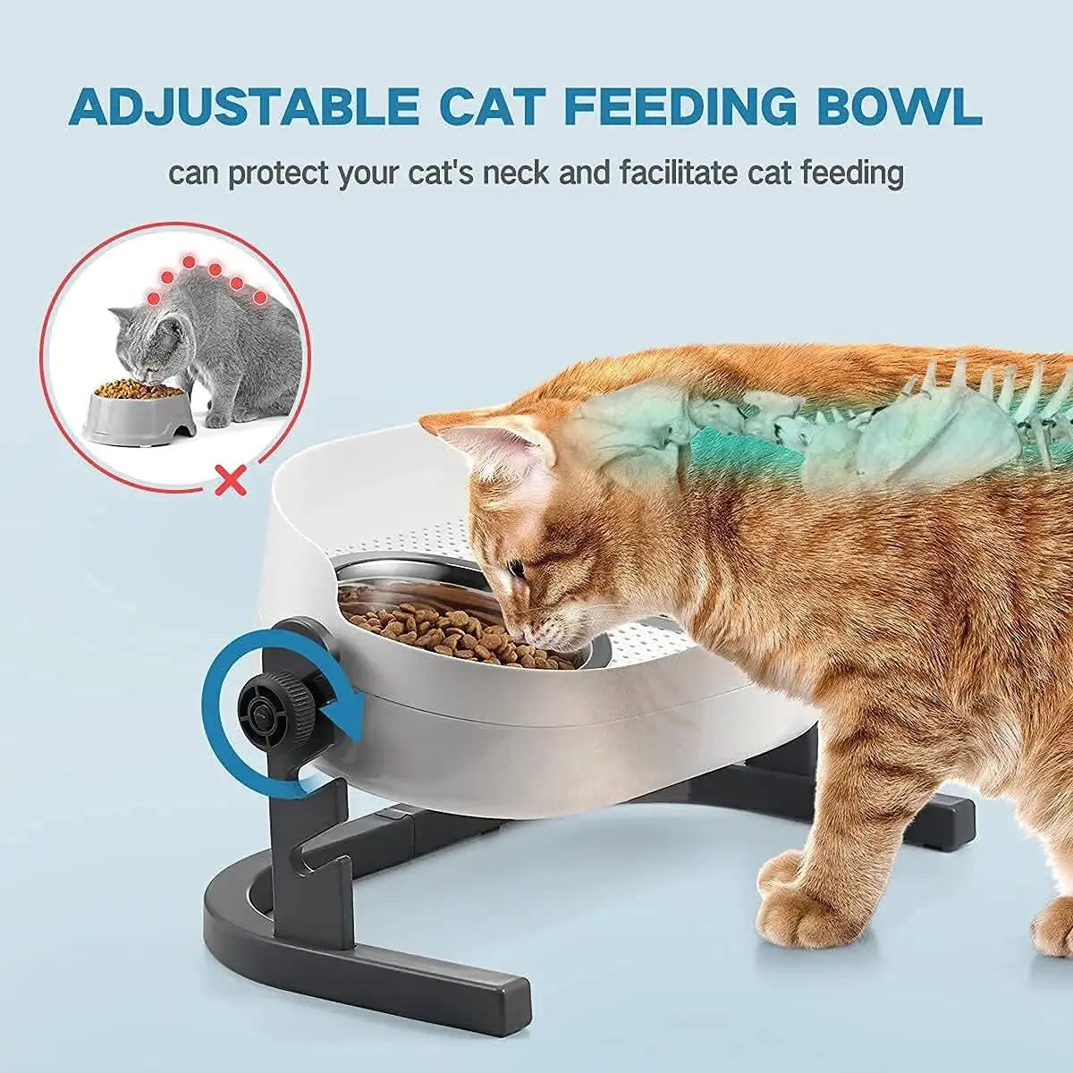 Adjustable Height Elevated Pet Bowls Stainless Steel Mess Proof for Cats and Smaller Dogs