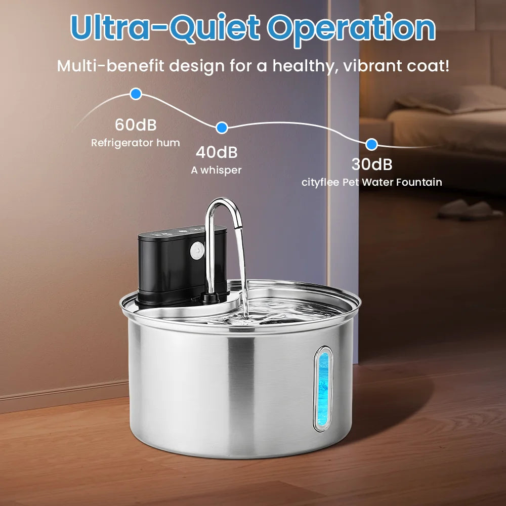 3.5L Stainless Steel Cat Sensor Water Fountain Wireless Smart Automatic Dispenser