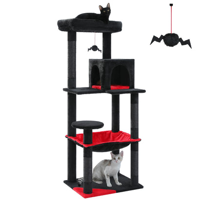 4-Level Cat Tower for Large Cats with Large Hammock Sisal Covered Scratching Posts Cozy Condo Top Perch