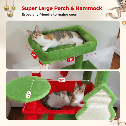 4-Level Cat Tower for Large Cats with Large Hammock Sisal Covered Scratching Posts Cozy Condo Top Perch