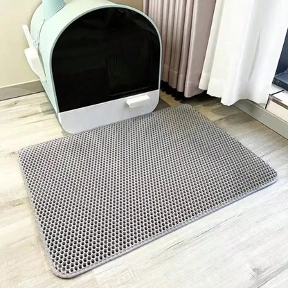 Extra-Large Double-Layer EVA Cat Litter Mat Non-Slip Washable Litter Trapping