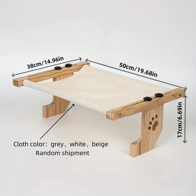 Cat Window Hammock, for Indoor Cats, wooden and metal frame, easy to adjust