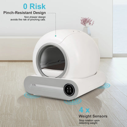 Self Cleaning Cat Litter Box 65L Automatic with Trash Bag & Litter Mat Smart Cat Toilet App Control 2.4G WiFi