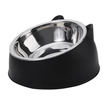 Tilted Stainless Cat Bowls with Non-slip Base