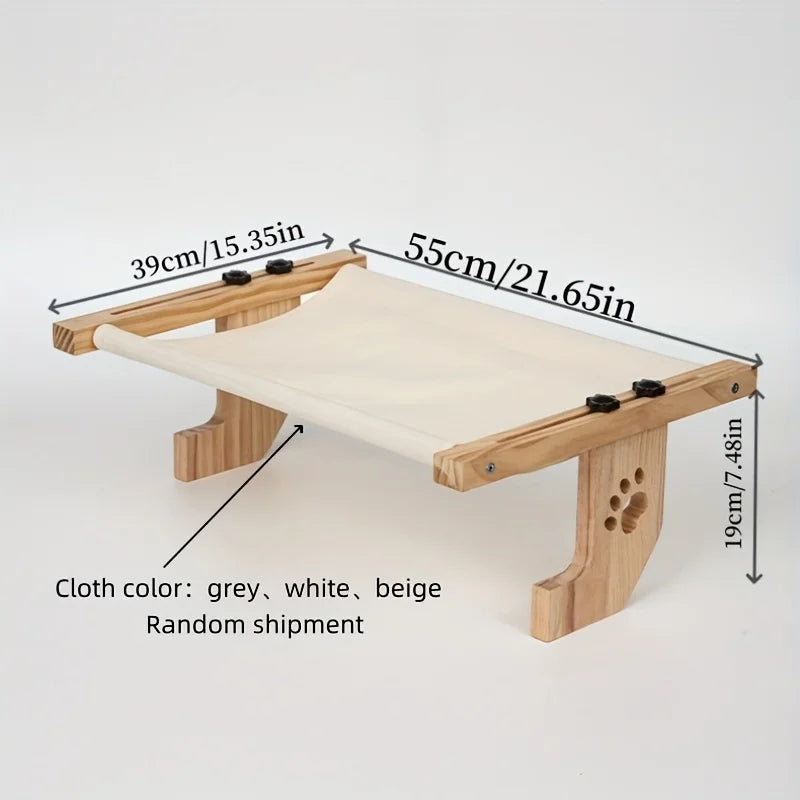 Cat Window Hammock, for Indoor Cats, wooden and metal frame, easy to adjust
