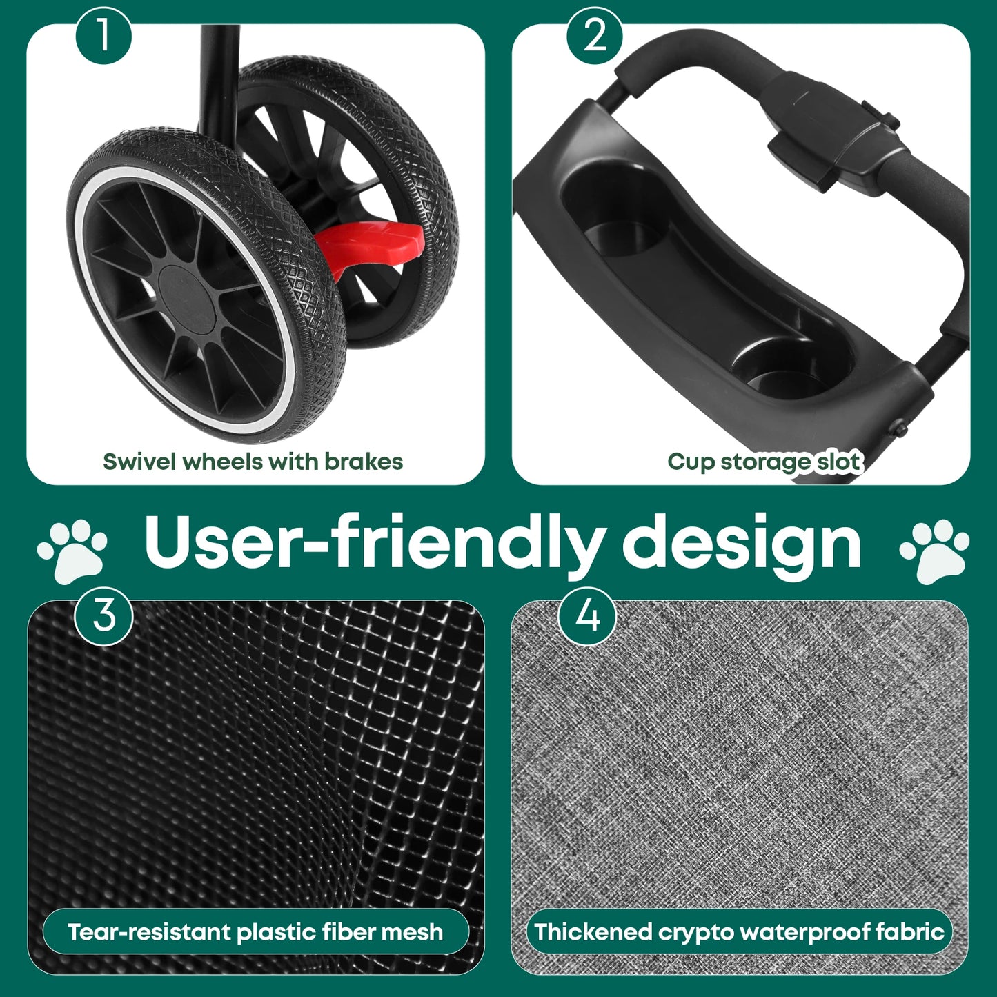 Foldable & Portable Dog Stroller 3 Wheels for Small Medium Dogs / Cats
