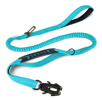 Reflective Shock Absorbing Pet Leash with Car Seatbelt