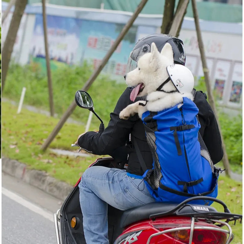 Outdoor Ventilated Pet Dog Carrier Backpack, Breathable Travel Bag for Hiking, Biking & Motorcycle
