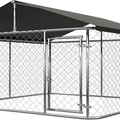 Outdoor Dog Enclosure Heavy Duty Dog Kennel House Mesh Dog Big Cage Pet Kennel Steel Fence with Secure Lock (6.56‘x 6.56’)