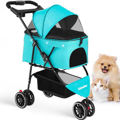 Foldable & Portable Dog Stroller 3 Wheels for Small Medium Dogs / Cats